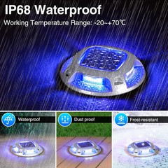16Pack Led Multicolor Solar Deck Lights Outdoor Dock Driveway Lights for Sidewal