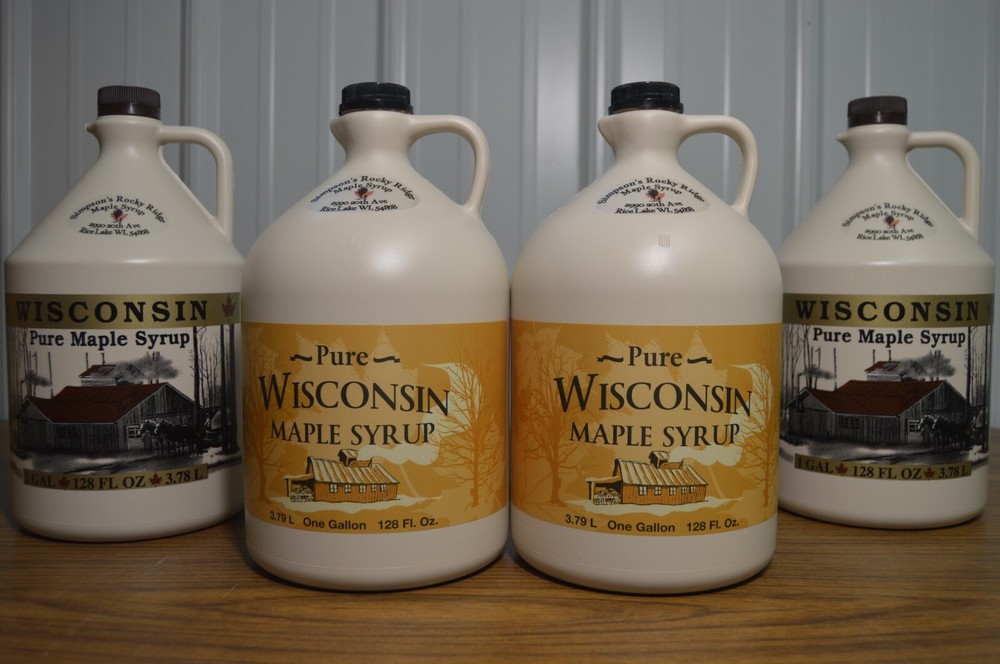 One Gallon 100% Pure Wisconsin Maple Syrup Grade A Dark Amber/Dark Robust Taste