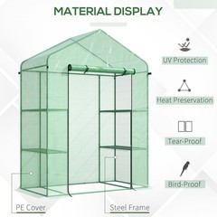 4.67 x 2.4 ft Walk-in Greenhouse Garden Hot House with 4 Shelves Roll-Up Door