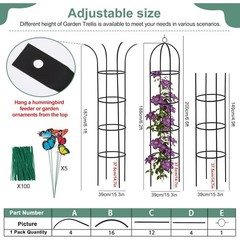 6.6” Metal Obelisk Garden Trellis Tall Sturdy Plant Support for Climbing Vines