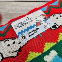 Peanuts Snoopy Christmas Stocking Red Green Holiday Knit Festive Gift