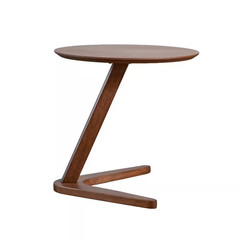River Run 19.75 In. Walnut round Wood End Table with V-Shape Base
