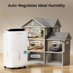 Waykar Energy Star Dehumidifier 150 Pint W/Pump for Home, Basement & Large Space