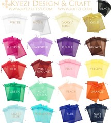2″x3″, 3″x4″, 4″X6″, 5″x7″ Choose Your Own Colors Sheer Drawstring Organza Bags