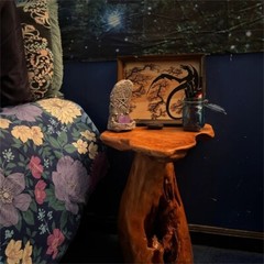 Rustic Cedar Roots Flower Stand Stool, Tree Stump Stool Side Table 19.5″ H