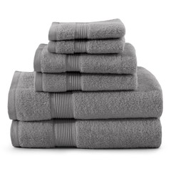 6Pc Bath Towel Set Washcloths 100% Cotton Zero Twist Absorbent Bathroom Towels