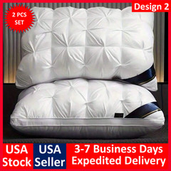 Pack of 2 Bed Pillows Quilted HOTEL QUALITY Down Alternative Gusseted Pillow