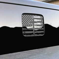 Middle Window Amercian Flag Decal With Cross Fits Jeep Gladiator 2018-2026
