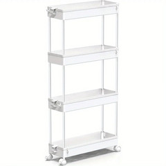 Slim Rolling Storage Cart 4 Tier Organizer Mobile Shelving Unit Utility Cart Tow