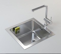 Happy Sinks Sponge Holder for Sink, Polyurethane PU, Metallic Silver, PequeÃ±o