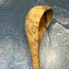 10″ Olive Wood Ladle Handmade in Tunisia, Gorgeous Unique Wood Characteristics