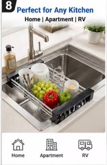 Adjustable Stainless Steel Sink Dish Drying Rack Expandable 8-18.5” Kitchen Orga