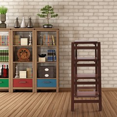 Wood Folding 4 Step Stool Ladder Adults Wood grain color Step Ladder 220lbs Load