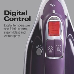 Hamilton Beach Durathon Digital Retractable Cord Iron, Silver, Model 19902F