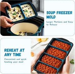 Silicone Freezer Tray With Lid, 8 Large 1 Cup Soup Freezer Molds, 2-Pack