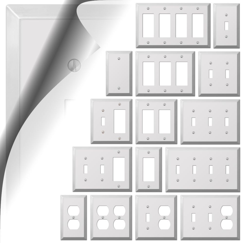 Polished Chrome Switch Plate Century Metal Wallplate Cover Outlet Toggle Rocker