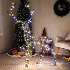 4.6 FT Pre-Lit Christmas Reindeer w/170 Bright LED Lights Zip Ties Ground Stakes