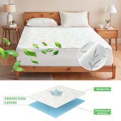 Bamboo Mattress Protector Deep Pocket Waterproof Breathable Fitted Bed Cover