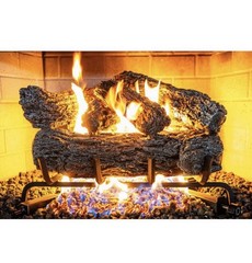 Allen + Roth 30000-BTU Natural Gas or Propane Log Set Rustic Oak Vent Free