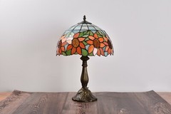 Retro Tiffany Table Lamp Sunflower Style Stained Glass Bedside Lamp H 18″ H 14″