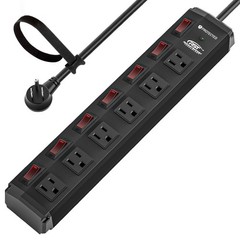 CRST 6-16 Outlets Heavy Duty Power Strip Surge Protector 6-15FT Power Cord