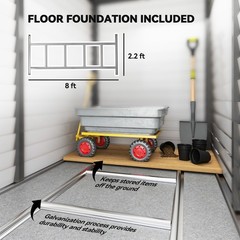 4.6′ x 9′ Metal Outdoor Storage Shed with Lockable Doors, Dark Gray