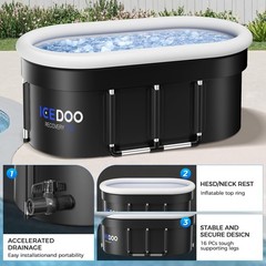 Portable XL 56″ Ice Bath Tub for Adults, Foldable Cold Plunge Tub 175 Gallon