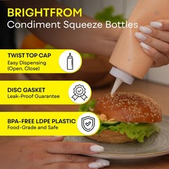Squeeze Bottles 16 OZ Wide Neck, Empty Squirt Bottles – Removable – 2 PACK
