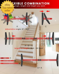 Stair Tread Template Tool 8″ to 60″ Aluminum Stair Tread Jig for Accurately