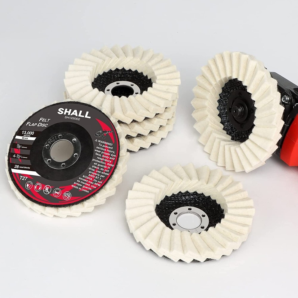 SHALL 4-1/2″ Wool Polishing Discs Finishing Wheel Buffing Pads,for Angle Grinder