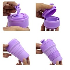 Silicone Folding Cup Collapsible Mug Portable with Cover Coffee Travel Outdoors
