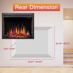 R.W.FLAME 36” Recessed Electric Fireplace Insert,Remote Control,750W-1500W