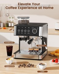 Electactic Espresso Machine with Grinder, 15 Bar Expresso Coffee Machines