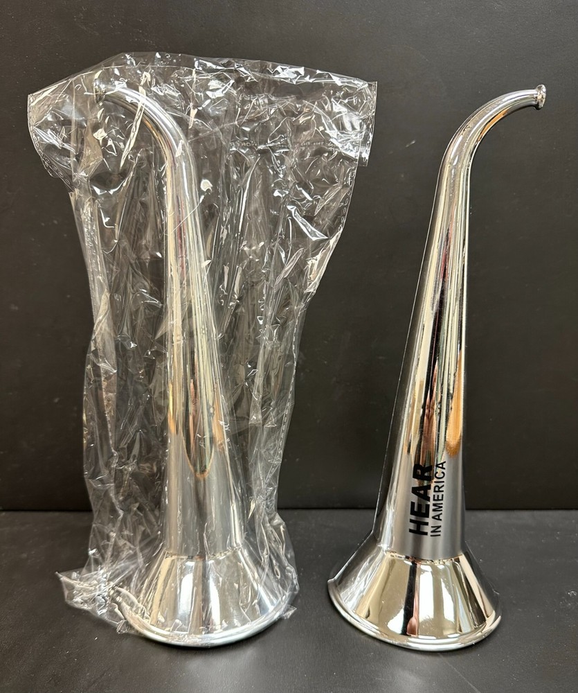 PAIR of REPRODUCTION PLASTIC EAR HORNS BUGLES TRUMPETS HEARING AID – New In Bag 