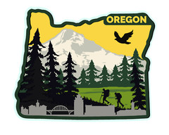 Oregon State Shape Adventure Vinyl Sticker 4×3 Inch Waterproof & Fade Resistant