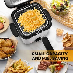 Deep Fryer 1.5L Cool Touch with Basket Nonstick Removable Lid