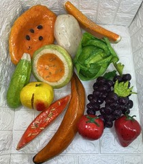 Authentic Vintage Mexico Paper Mache Colorful Faux Fruits & Vegetables Decor 14
