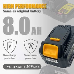 2-Pack 20V 8.0Ah Rechargeable Lithium-Ion Batteries Compatible with Dewalt（SALE）