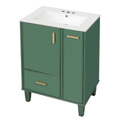 Bathroom Vanity with/Sink Solid Wood Frame Storage Cabinet w/Door Shelf, Drawer