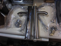 Brushed Nickel and Chrome Bathroom Faucets Unused, 2 Faucets