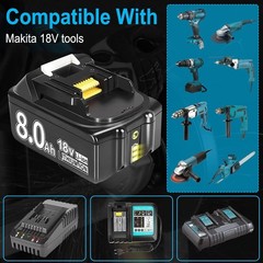 2PACK For Makita 18Volt 8.0Ah LXT Li-Ion Battery BL1860B BL1830 BL1850 / Charger