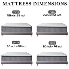 MICOOLS 12/14 Inch Mattress Twin Full Queen King Size Medium Firm Bed In a box