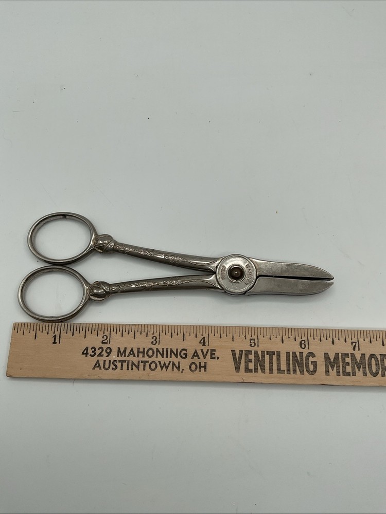 Clauss Garden Club Floral Shears Scissors 6.75 in Ornate Rose Handles Vintage