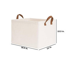 Beige 16.5 In. X 10.3 In. Fabric Decorative Basket Set of 2 with Handles