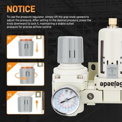 3/8″ NPT Air Compressor Filter Regulator W/ 2-Stage Auto & Semi-Auto Drain Dryer