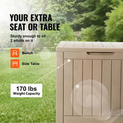 Outdoor Storage Box, 31 Gal. Resin Deck Box, Backyard outside Toy and Towel Stor