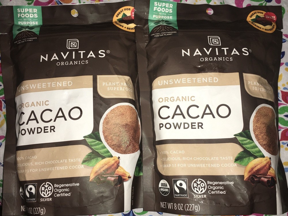 2 Navitas Organic Cacao Powder 8 oz Unsweetened Plant Cocoa Superfood Chocolate