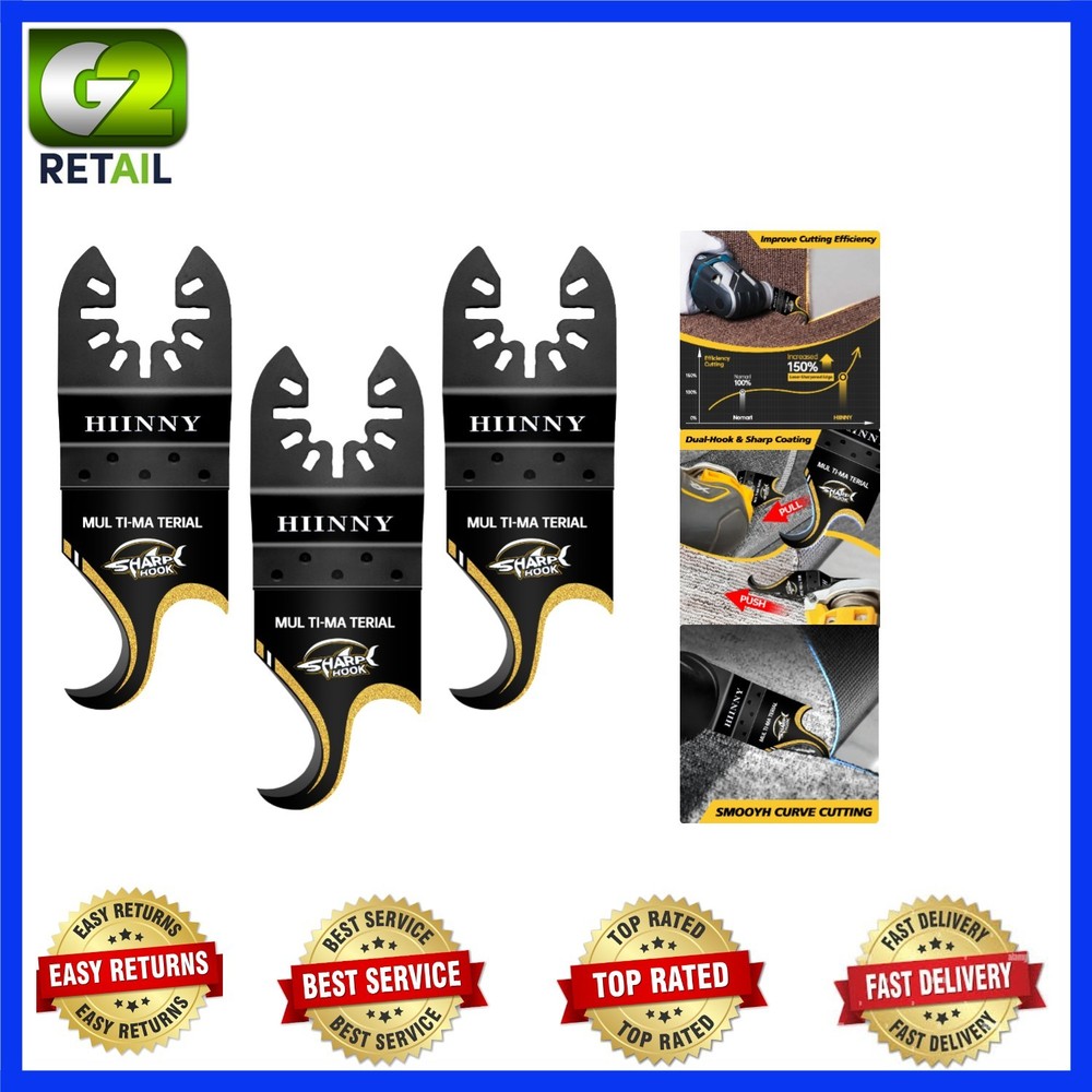 High Carbon Steel Hook Knife Oscillating Tool Blades – 3-Piece Set for Precision