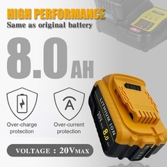 20V MAX 8Ah Lithium Ion Battery 2-Pack,compatible with Dewalt 20v cordless tools