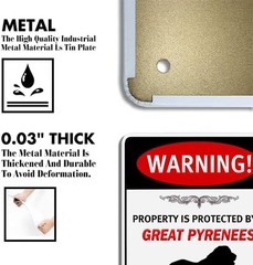 Tin Metal Signs Warning Property Is Protected By Great Pyrenees 8×12